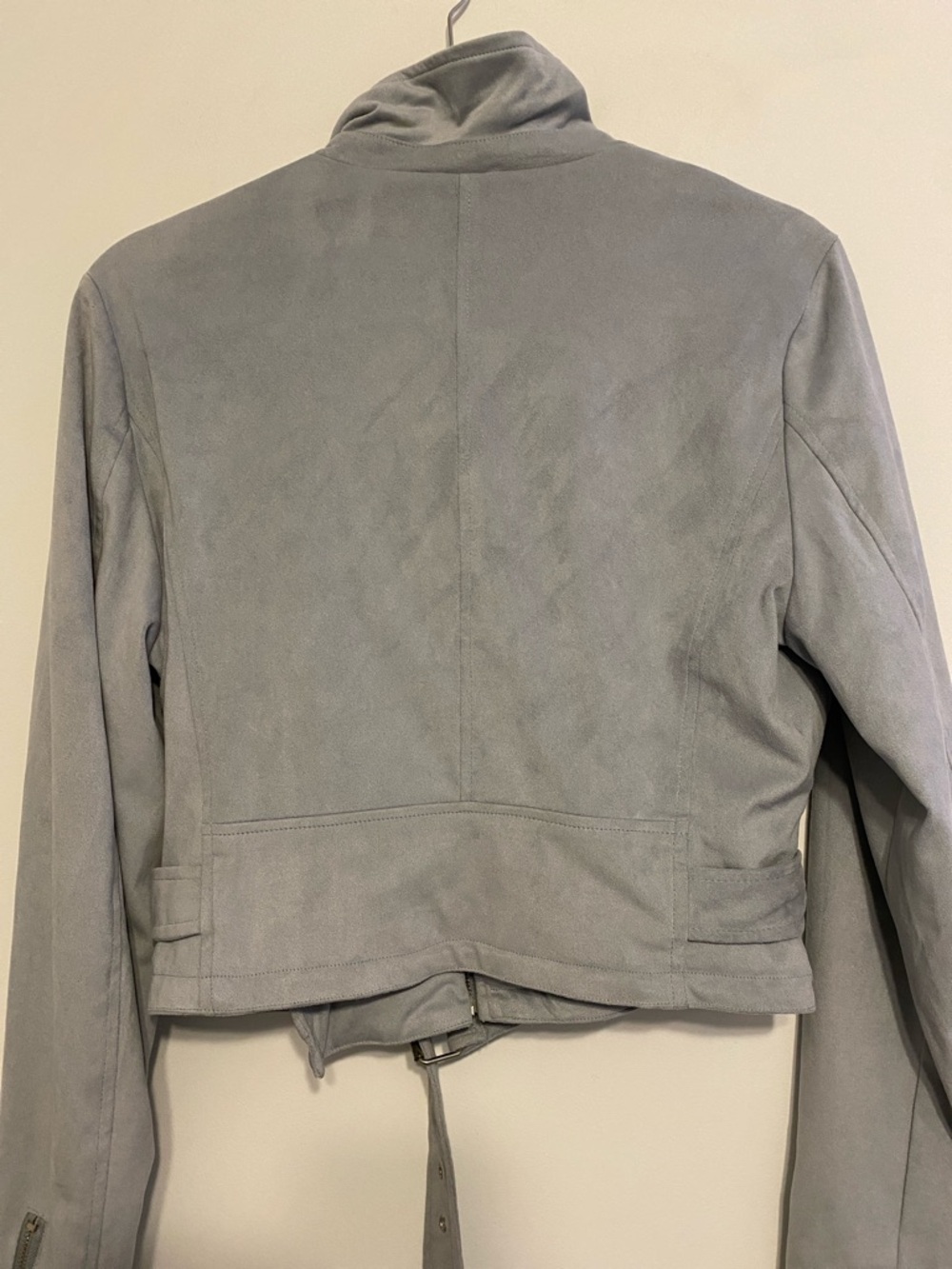 Ashley By 26 International Light Gray Suede Moto Jacket - Picture 4 of 9